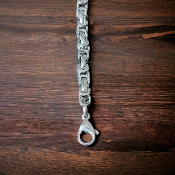 Gümüş Renk, Modern Halkalı Paslanmaz Çelik Erkek Bileklik 21 cm - 2