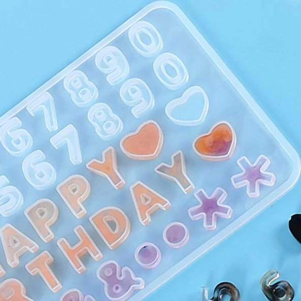 Epoksi Silikon Kalıp  Happy Birthday Doğum Günü Kalıbı 49 Lu - 2