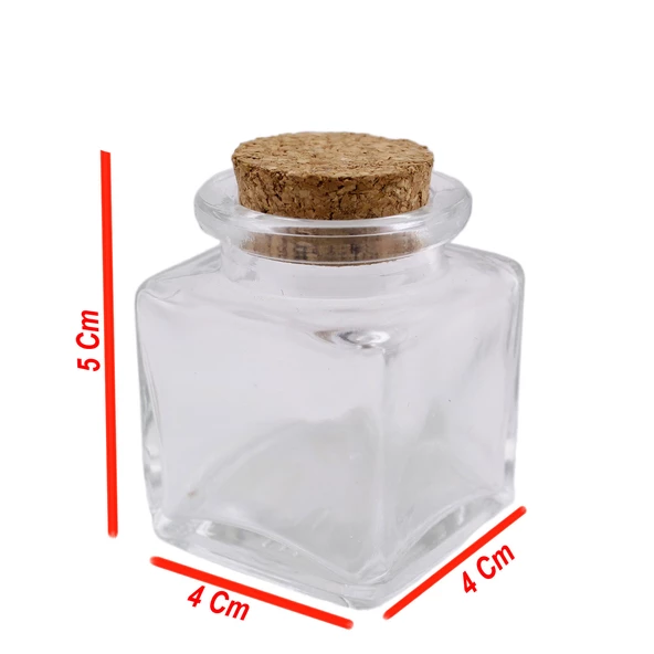 Şişe Cam Mantar Tıpalı Kare Model 35 Cc (50 Adet) - Resim 2