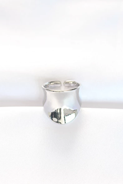 Silver Renk Ayarlanabilir Kavisli Ayna Yüzük - TJ-BYK3114 - 2