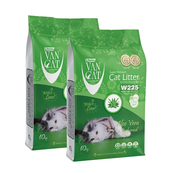 Vancat Aloe Vera Kokulu İnce Taneli Kedi Kumu 10 Kg x 2 Adet