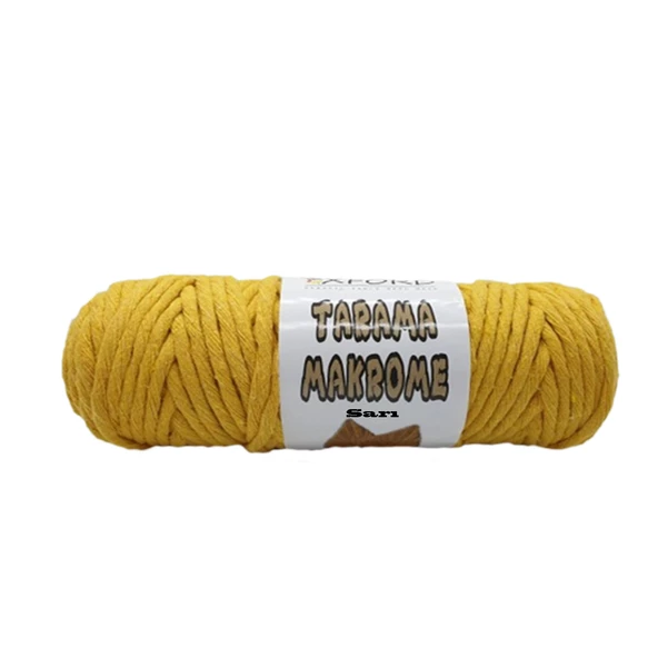 Taranabilir Makrome İpi Taranan Makrame Pamuk İpliği 5 MM 250 GR  Sarı