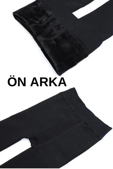 Kadın Termal Havlu Içi Polarlı Siyah Tayt - 4