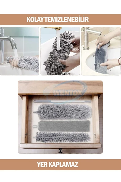 3'lü Mikrofiber Manyetik Anti-statik Temizlik Mopu - 2