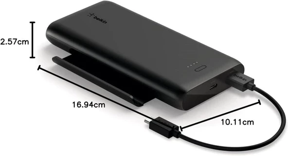 Belkin USB-C Taşınabilir Powerbank, 10000 mAh, 1 USB C Bağlantı Noktası ve 15W'a kadar 2 USB A Bağlantı Noktası, iPhone 14 Pro/14 Pro Max/13, AirPods, iPad, Galaxy S21/Ultra Uyumlu - Siyah Outlet - 3