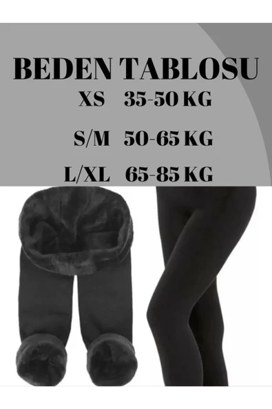 Kadın Siyah Içi Havlu Kışlık Termal Tayt - 5