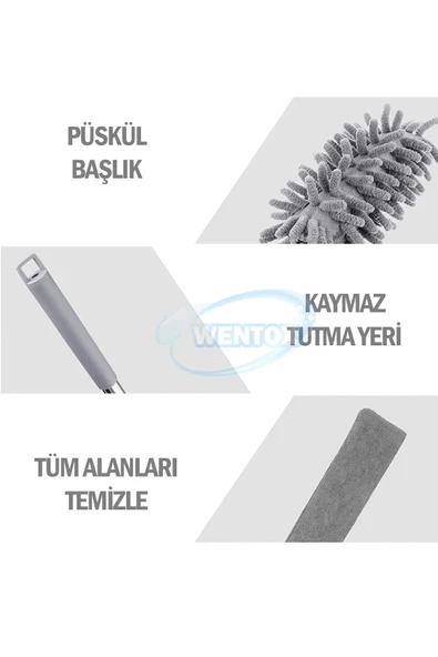 3'lü Mikrofiber Manyetik Anti-statik Temizlik Mopu - 3
