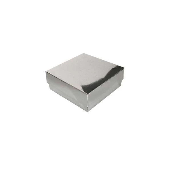 Komple Karton Kutu Düz Renk 6X6X2.5 CM (25 Adet)  Gümüş