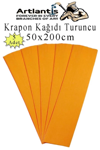 Krapon Kağıdı 50x200 cm 5 Adet Renkli Grapon Kağıdı Okul Sınıf Etkinlik Kreş Okul Öncesi Kırapon Grafon - 5