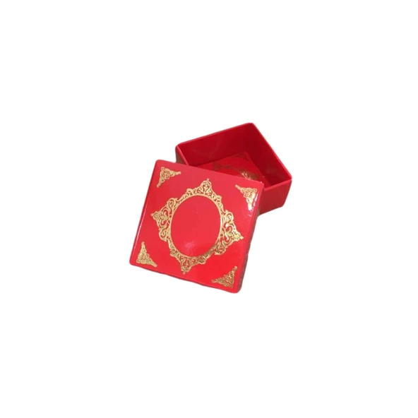 Komple Karton Kutu Saray Desen Gold Yaldız 4X4X2 CM (50 Adet)  Kırmızı