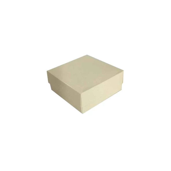 Komple Karton Kutu Düz Renk 9X9X3 CM (25 Adet)  Krem