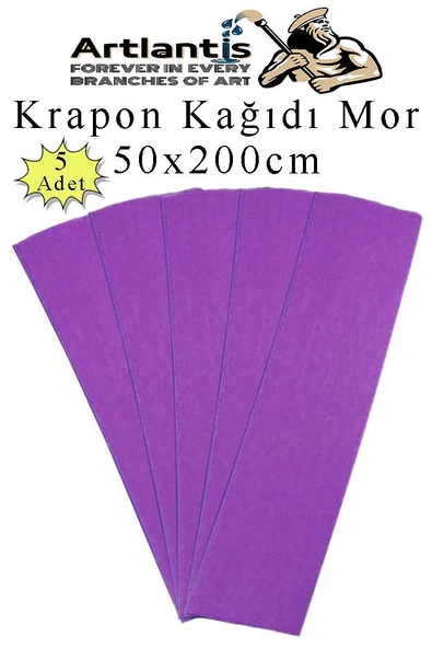 Krapon Kağıdı 50x200 cm 5 Adet Renkli Grapon Kağıdı Okul Sınıf Etkinlik Kreş Okul Öncesi Kırapon Grafon - 2
