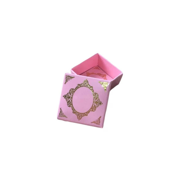 Komple Karton Kutu Saray Desen Gold Yaldız 4X4X2 CM (50 Adet)  Pembe - 2