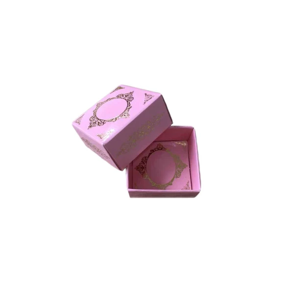 Komple Karton Kutu Saray Desen Gold Yaldız 4X4X2 CM (50 Adet)  Pembe