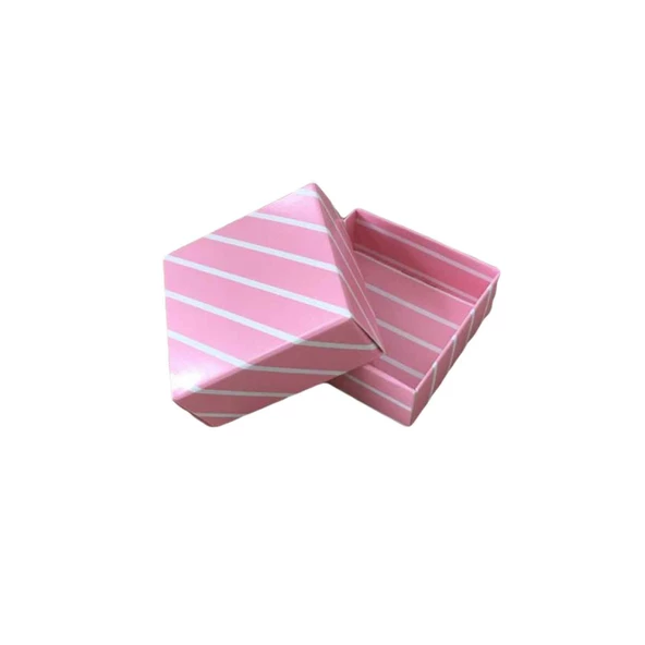 Komple Karton Kutu 5X5X2.2 CM (50 Adet)  Çizgili Pembe