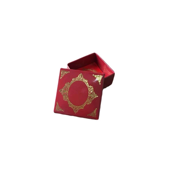 Komple Karton Kutu Saray Desen Gold Yaldız 4X4X2 CM (50 Adet)  Bordo