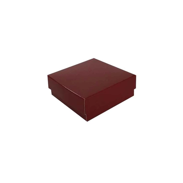 Komple Karton Kutu Düz Renk 8X8X3 CM (25 Adet)  Bordo