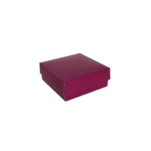 Komple Karton Kutu Düz Renk 9X9X3 CM (25 Adet)  Mor