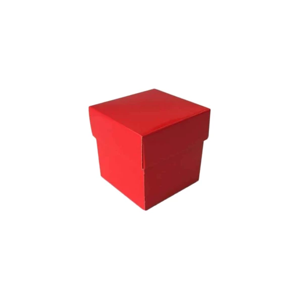 Komple Karton Kutu Düz Renk 6X6X6 CM (25 Adet)  Kırmızı