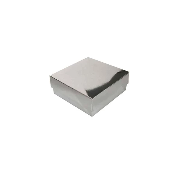 Komple Karton Kutu Düz Renk 8X8X3 CM (25 Adet)  Gümüş