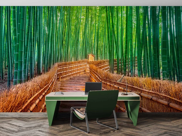 Bambu Ormanı Manzaralı Duvar Kağıdı - Resim 4