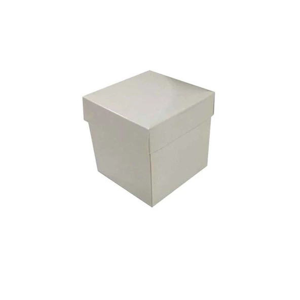 Komple Karton Kutu Düz Renk 7X7X7 CM (25 Adet)  Beyaz