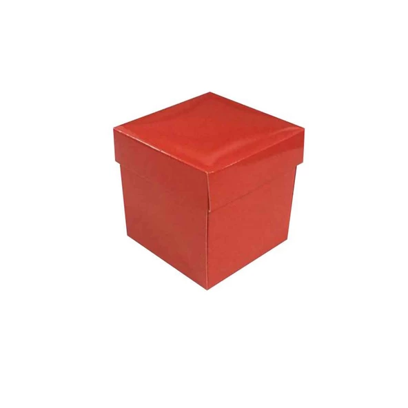 Komple Karton Kutu Düz Renk 7X7X7 CM (25 Adet)  Kırmızı