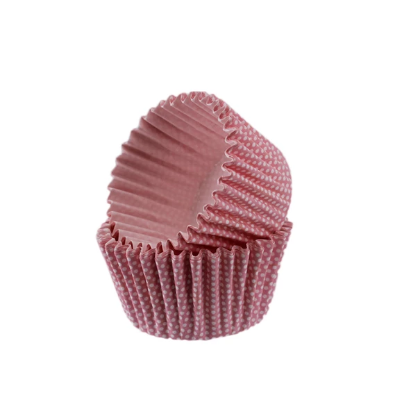 Kek Kalıbı Pet Kapsül 52X45 Mm Kağıt Cupcake Kağıdı (100 Adet)  Pembe Küçük Puanlı