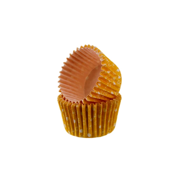 Cupcake Kalıbı Pet Kapsül  Kek Kalıbı48X34 MM (100 Adet)  Kar Desenli Turuncu