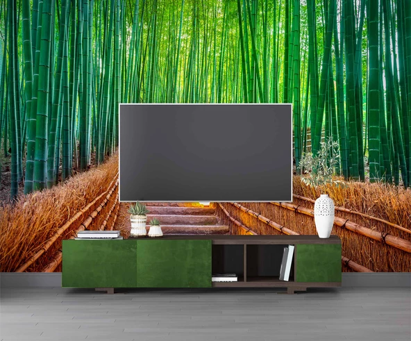 Bambu Ormanı Manzaralı Duvar Kağıdı - Resim 3