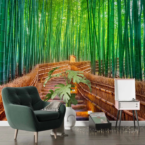 Bambu Ormanı Manzaralı Duvar Kağıdı - Resim 6