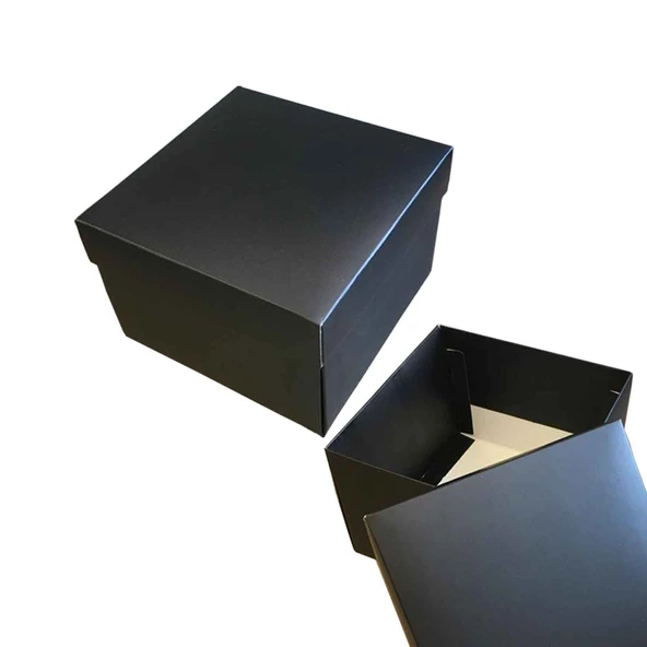 Komple Karton Kutu Düz Renk 15X15X10 CM  (10 Adet )  Siyah