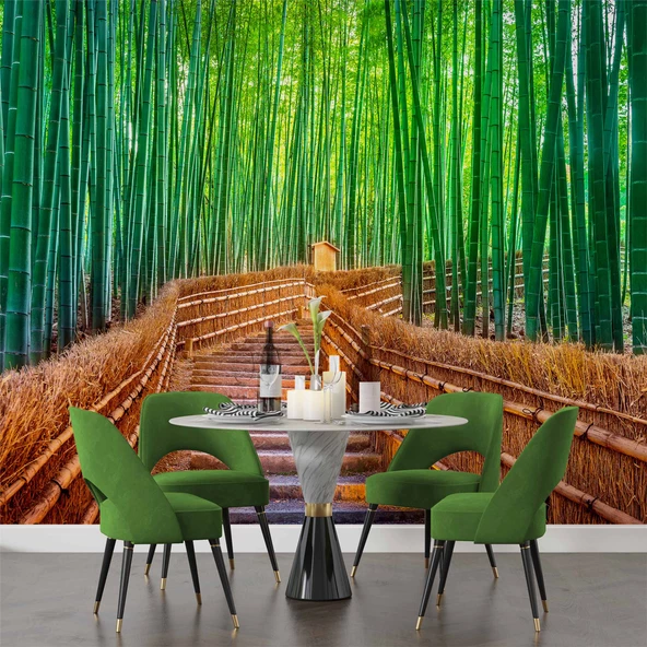 Bambu Ormanı Manzaralı Duvar Kağıdı - Resim 5
