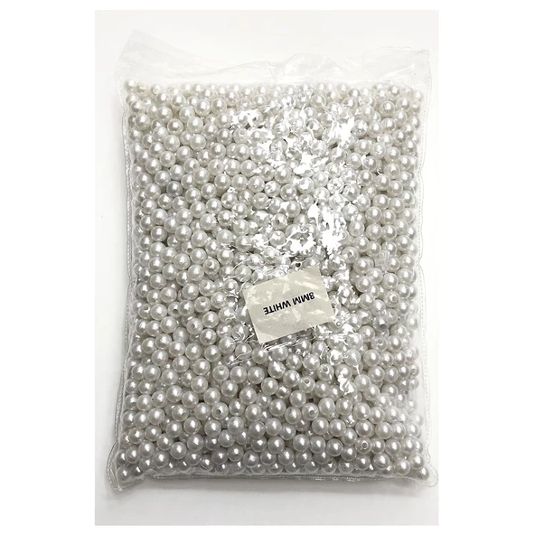 İnci Yuvarlak Delikli Plastik (500) Grm   Beyaz