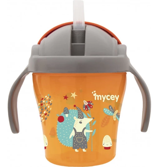 MYCEY PİPETLİ BARDAK STRAW CUP 200ML 9+AY  UNİSEX TURUNCU  5212