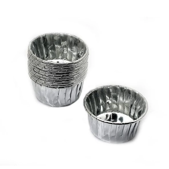 Cupcake Kalıbı Büyük Boy 62*40 Sufle-Muffin Kek Kalıbı  (16 Adet)  Gümüş