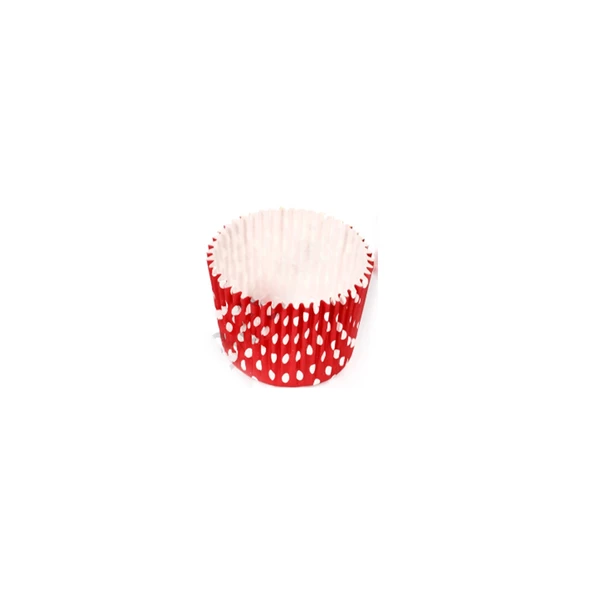 Kek Kalıbı Pet Kapsül 52*45 Mm Kağıt Cupcake Kağıdı (100 Adet)  Puantiyeli Kırmızı