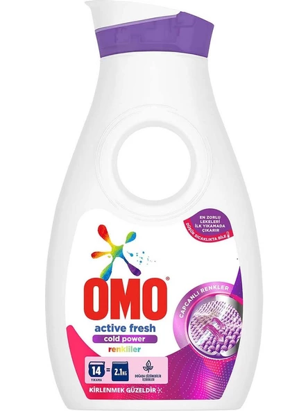 Omo Active Fresh Cold Power Renkliler için Sıvı Çamaşır Deterjanı 910 ml
