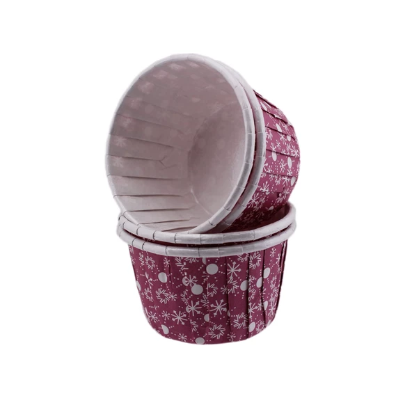 Cupcake Kalıbı Orta Boy 50*39 Mm KAR DESENLİ (50 Adet)  Kar Desenli Mor