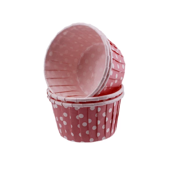 Cupcake Kalıbı Minik Boy 38*30 Mm (100 Adet)  Puantiyeli Pembe