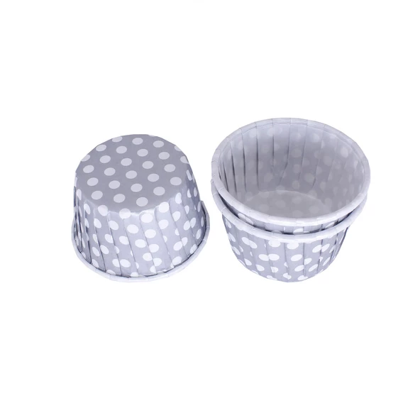 Cupcake Kalıbı Büyük Boy 62*40 Mm (50 Adet)  Puantiyeli Gümüş