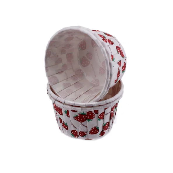Cupcake Kalıbı Orta Boy 50*39 Mm DESENLİ (50 Adet)  Çilek Desenli