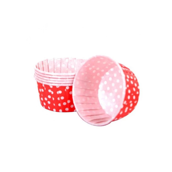 Cupcake Kalıbı Büyük Boy 62*40 Mm (50 Adet)  Puantiyeli Kırmızı