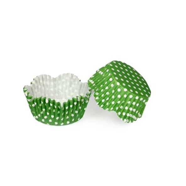 Kek Kalıbı Pet Kapsül 65*38 Mm Kağıt Cupcake Kağıdı (100 Adet)  Puantiyeli  Yeşil