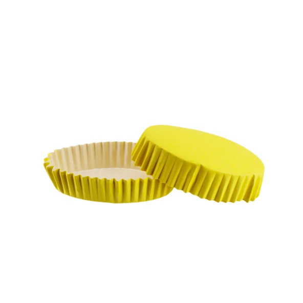 Cupcake Kalıbı Pet Kapsül Oval Model Düz Renk (100 Adet) F11  Sarı
