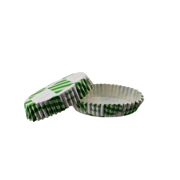 Cupcake Kalıbı Pet Kapsül Oval Beyaza Yeşil Kare Desen Kek Kalıbı (100 Adet)