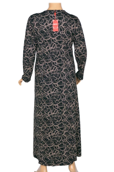 Hesna Kadın Demet Kuplu Boydan Sarmal Desen Siyah Elbise - 3