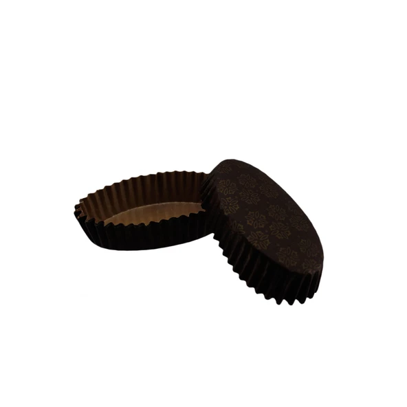 Cupcake Kalıbı Pet Kapsül Oval Varak Desen İşlemeli Kek Kalıbı (100 Adet) F11