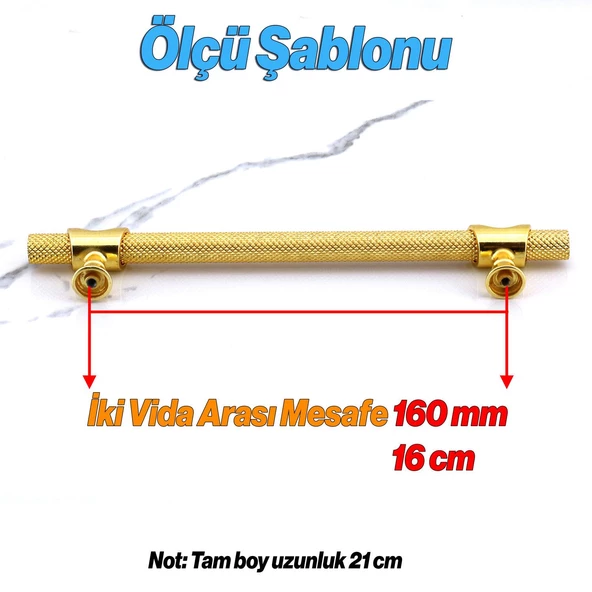 Arsin Gold Altın Metal Kulp 160 mm Mobilya Çekmece Mutfak Dolabı Dolap Kulpları Kulpu Kulpları 16 cm - Resim 2