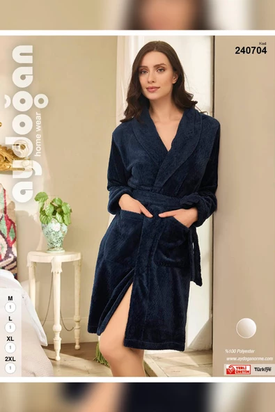 Aydoğan Kadın Utku Polar Lacivert Sabahlık 0704 - 2